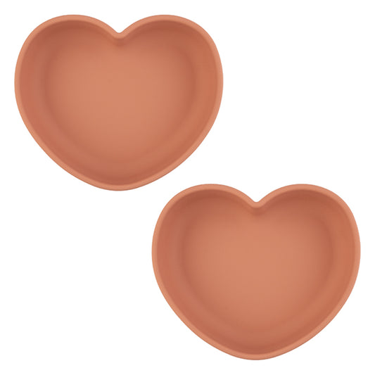 SET OF 2 SILICONE MINI HEART SUCTION DISHES, CLAY