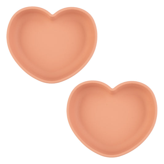 SET OF 2 SILICONE MINI HEART SUCTION DISHES, DUSTY ROSE