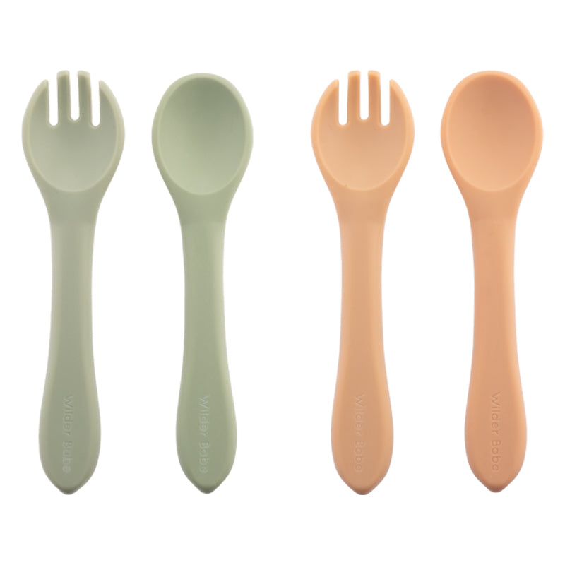 SET OF 2, FORK AND SPOON SETS, SAGE/APRICOT