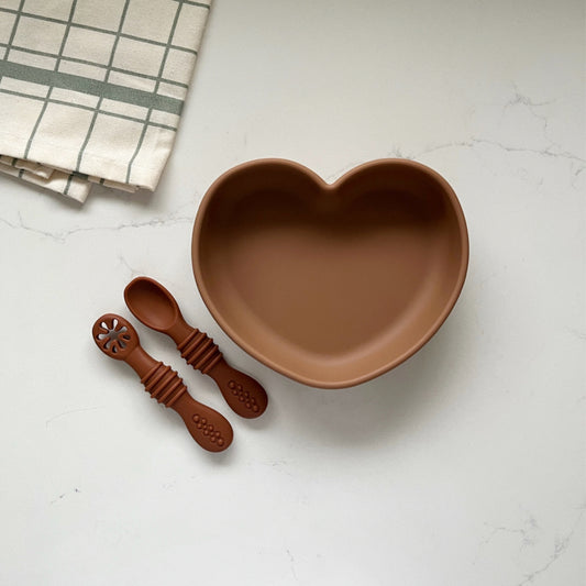 Mini Heart Suction Dish & Training Utensils Set